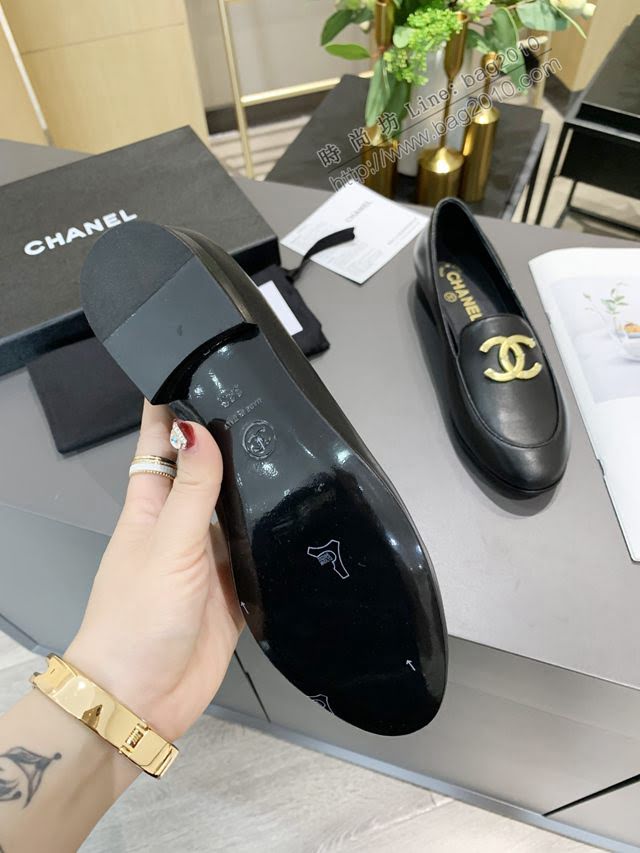 Chanel女鞋 香奈兒高版本2020早春新款單鞋 Chanel羊皮平跟女皮鞋  naq1166
